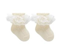 Generisch New Born Baby Socks Baby Socks for Girls and Boys Soft Double Layer Lace Trim Comfortable for Daily Wear for Infants and Toddlers 0 to 8 Years Girls Socks 31 34, beige, 0-12 Months