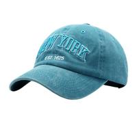 Generisch New Cap Men's Black Washed Denim Baseball Cap Vintage Style with Embroidered Letters Unisex New York Style Paper Cap Ignition Plate Type Wicke Caps, sky blue, One Size