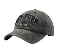 Generisch New Cap Men's Black Washed Denim Baseball Cap Vintage Style with Embroidered Letters Unisex New York Style Paper Cap Ignition Plate Type Wicke Caps, black, One Size