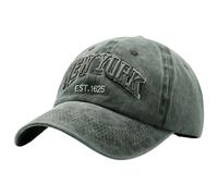 Generisch New Cap Men's Black Washed Denim Baseball Cap Vintage Style with Embroidered Letters Unisex New York Style Paper Cap Ignition Plate Type Wicke Caps, Dark green, One Size