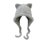 Generisch New Knitted Cat Ears Cable Knit Warm Winter Outdoor Cute Braid Hair Hat Ear Cold Hat, gray, One Size
