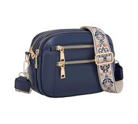 Generisch New Plain Simple Fashion Single Shoulder Handcrafted Colorful Straps Leather Shoulder Bags with Guitar Strap Small Crossbody Bags for Women, blue, 21x5.5x16cm, Sling Backpacks