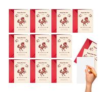 Generisch New Year Cards - Horse Pattern Crafts | With Envelopes 2026 Traditional Blessing Wishes Happy New Year Cards | For Holidays, Winter Parties, Business Occasions, Family Reunions and