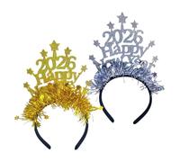 Generisch New Year Headband - Pack of 2 Star-Shaped Festive Hair Bands, 2026 Happy New Year Hair Band | For Families, Holidays, Celebrations, Joy and Tradition