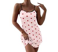 Generisch Nightdress Women's Sleeveless Sleepwear Women's Cotton Sexy Sleep Dress Sleeveless Sleepwear Star Printed Leisure Suit Soft Pyjamas Comfortable Sleep Shirt with Spaghetti Straps Loungewear