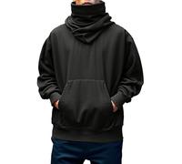 Generisch Ninja Hoodie Men's Hoodie Turtleneck Hoodie American Hoodie Oversized Hoodies Gothic Turtleneck Pullover Hip Hop Winter Jumper with Hood Sweatshirts Y2K, black, XXL