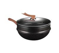 Generisch Non-Stick Woks with Lid - 32 cm Deep Non-Stick Roasting with Lid, Kitchen Utensils for Omelette Baking Restaurant Searing Cooking Braising Roasting Steaming