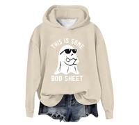 Generisch Norwegian Cardigan Women's Print Long Sleeve Hoodie with Crew Neck Top Black, beige, XXL