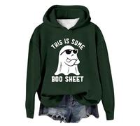 Generisch Norwegian Cardigan Women's Print Long Sleeve Hoodie with Crew Neck Top Black, Dark green, S