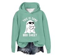 Generisch Norwegian Cardigan Women's Print Long Sleeve Hoodie with Crew Neck Top Black, Green, L