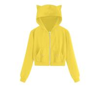 Generisch Norwegian Women's Short Casual Hoodie with Cat Ears for Women Hoodie with Ears, yellow, M