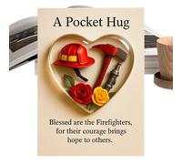 Generisch Note Cards - Heart-Shaped Pendant with Fire Brigade Theme, Thank You Cards with Key Ring - For Women, Family, Birthday, Easter, Door, Home, Desk, Backpack and Holiday