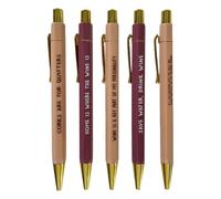 Generisch Novelty Pens - 14 x 1 cm Pen | Ballpoint Pen Set | 5 Pieces Retractable Quick Drying Smooth Writing Funny Quotes | Writing Ballpoint Pen | For Daily Desk
