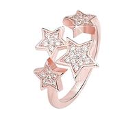 Generisch O Rings Set Star Diamond Ring Rhinestone Ring Elegant Star Ring Adjustable Opening for Women Girls Striped Shirt Girls, one size, Metal, No Gemstone