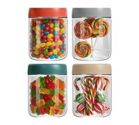 Generisch Oats Container | 450 ml Airtight Glass Jars With Lids | 4 Pieces Wide Mouth Oats Storage Jars, Optimised For Fruit Veggies Sauce Snack Chia Pudding Cereal Yogurt Beans Milk Soup Meal Prep