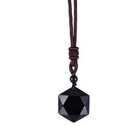 Generisch Obsidian Hexagram Pendant | Black Obsidian Stone for Protection | Obsidian Hexagram Star Necklace Crystal Pendant, Natural Gemstone Necklace Jewelry