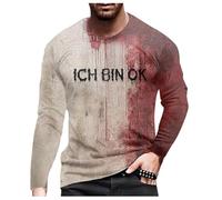 Generisch Offers Solved Men's Print Halloween Theme Casual Crew Neck Blood Graphic Plus Size Printed Solid Color Short Sleeve September Deals, Red (watermelon red), XXL
