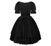 Generisch Oktoberfest Outfit Gothic Lace Cosplay Dress Medieval Dress for Women Halloween Beer Festival Costume Elegant Outfit with Ruffles Puff Sleeves Medieval Crown King (Black, XXL)