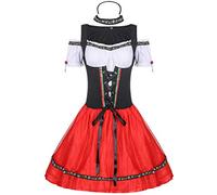 Generisch Oktoberfest Outfit Headdress Festival Women Traditional Beer Cosplay Costumes Bavarian Clothing Women's Dress Knitted Dress Long Sleeve, red, S