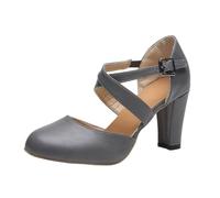 Generisch Oktoberfest Shoes Women's Chunky Heel Waterproof Large Heel Casual Shoes Everyday and Stylish Combination with Dirndl Dress Slip On Design for Fit Comfortable Cosplay High, 5 grey, 6 UK