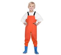 Generisch One Catch The Sea Sand Water Suit for Children Playsuit Starter Trousers Rain Shoes Rain Trousers Waterproof Trousers with Boots, orange, 5-6 Years