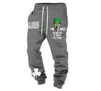 Generisch Original St Patrick's Day Print Casual Trousers for Comfortable Loose Fit with Festive Irish Motifs, gray, XXL