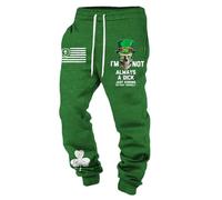 Generisch Original St Patrick's Day Print Casual Trousers for Comfortable Loose Fit with Festive Irish Motifs, Green, 4XL