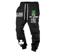Generisch Original St Patrick's Day Print Casual Trousers for Comfortable Loose Fit with Festive Irish Motifs, black, M