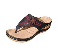 Generisch Orthopaedic Flip Flops Women Super Soft Non-Slip Toe Separator with Foot Arch Support Sandals Summer Walking Shoes Beach/Pool Pan Bathing Slippers Wedge Heel Sandals, black, 6 UK