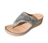 Generisch Orthopaedic Flip Flops Women Super Soft Non-Slip Toe Separator with Foot Arch Support Sandals Summer Walking Shoes Beach/Pool Pan Bathing Slippers Wedge Heel Sandals, gray, 9 UK