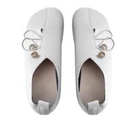 Generisch Orthopaedic Loafers Soft Summer Shoes Women's Comfortable Round Toe Flat Women's Shoes Made of Soft Leather Long Standing Wide Foot Ergonomic, White, 8.5 UK