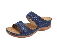 Generisch Orthopaedic Sandals Women's Comfortable Orthotic Slippers Flat Sandals Soft Padded Recovery Plantar Fasciitis Slippers Walking Slides Slippers Lightweight Holiday Slippers, darkblue, 6 UK