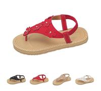 Generisch Orthopaedic Sandals Women's Elegant Cool with Footbed Sandals Comfortable Boho Flip Flops Flat Soft Casual Open Toe Separator Summer Shoes Beach Shoes, Red (red A), 10 UK