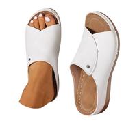 Generisch Orthopaedic Sandals Women's Summer Summer Days Enjoy With Our Orthopaedic Sandals Women: Ergonomic Leather Mules, Non-Slip Open Slippers and Ultra Comfortable Slippers, White, 7 UK