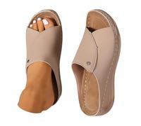 Generisch Orthopaedic Sandals Women's Summer Summer Days Enjoy With Our Orthopaedic Sandals Women: Ergonomic Leather Mules, Non-Slip Open Slippers and Ultra Comfortable Slippers, light yellow, 8 UK