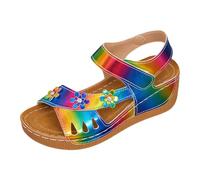 Generisch Orthopaedic Shoes Women's Wedge Heel Non-Slip Platform Hiking Shoes Summer Shoes Mules Beach Shoes Wedge Sandals Comfort Pumps Slippers for City Trip, Everyday Shoes, Multicolour, 6 UK