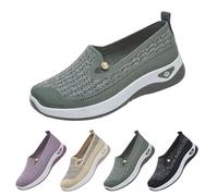 Generisch Orthopaedic Shoes Women's Without Laces Casual Shoes Summer Comfortable Diabetic Shoes Lightweight Breathable Trainers Comfortable Outdoor Summer Shoes Trainers Slippers, Green, 6 UK