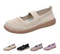 Generisch Orthopaedic Trainers Women's No Laces Low Shoes Health Shoes Woven Mesh Breathable Ballet Shoes Slip On Casual Shoes Soft Sole Comfortable Walking Shoes, khaki, 8 UK