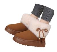 Generisch Outdoor Ankle Boots Women's Low Heel Boots Short Shaft Thick Sole Slip On Shoes Fashionable Plain Half Boots Comfort Activities Snow Boots Winter Boots Ankle Boots, O Brown, 8 UK