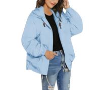 Generisch Outdoor Jacket Women's Functional Jacket with Removable Hood Waterproof, Windproof, Breathable Rain Jacket Women's Lightweight - Women's Escape Light Jacket, Windbreaker Hiking Jacket, sky