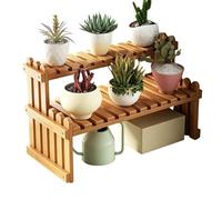 Generisch Outdoor Plant Shelf, 2 Tier Wooden Flower Pot Stand, Multi Level Planter Rack with Durable Space Saving Design, Decorative Indoor Outdoor Display Rack for Balcony, Garden, Patio Use