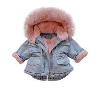 Generisch Outwear Toddler Jeans Fleece Warm Baby Hooded Coat Boys Wool Walk Jacket Teddy Jacket Kids Winter Jackets, pink, 1-2 Jahre