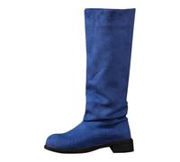 Generisch Over-the-knee boots, women's elegant, waterproof, wide shaft | Women's ankle boots with low heel suede thermal boots wear-resistant half boots soft cowboy boots