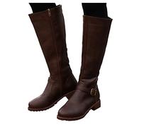 Generisch Over-the-knee boots women's wide shaft long shaft boots with heel elegant zip western boots work outdoor boots comfortable waterproof riding boots new thermal boots, brown, 6 UK