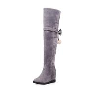 Generisch Overknee Boots Women's High Heels Sexy Knee High Boots Winter Boots with Heel Comfortable Winter Shoes Elegant Dirndl Women's Boots Stage Performance Festive Shoes Slip-On Shoes, gray, 5.5