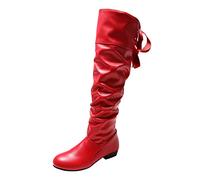Generisch Overknee Boots Women's Leather Boots Riding Boots Long Shaft Boots Women's Boots Knee-High Boots Slip On Boots Cowboy Boots Western Boots Ankle Boots Autumn Winter Boots Work Boots, red, 8