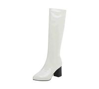 Generisch Overknees Boots Patent Plain Boots Women's Knee-High Gloss | Winter boots, waterproof, western cowboy boots for women, long shaft boots, platform sole, block heel, slip-on boots