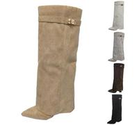 Generisch Overknees Winter Boots Women's Boots Shark Boots Warm Boots Slouchy Boots Pointed Toe Platform Heel Long Shaft Knee High Winter Leather Fashion Comfort Dressy Knee Boots Medieval, A 01, 10