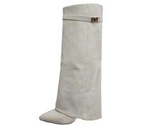 Generisch Overknees Winter Boots Women's Boots Shark Boots Warm Boots Slouchy Boots Pointed Toe Platform Heel Long Shaft Knee High Winter Leather Fashion Comfort Dressy Knee Boots Medieval, A 05, 5 UK