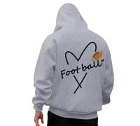 Generisch Oversize Hoodie Men's Hoodie with Rugby 3D Print Casual Streetwear Comfortable Durable Long Sleeve Pullover Baseball Sweatshirt Sporty Leisure Hoodie with Hood Sweat Jacket, A Grey, 3XL